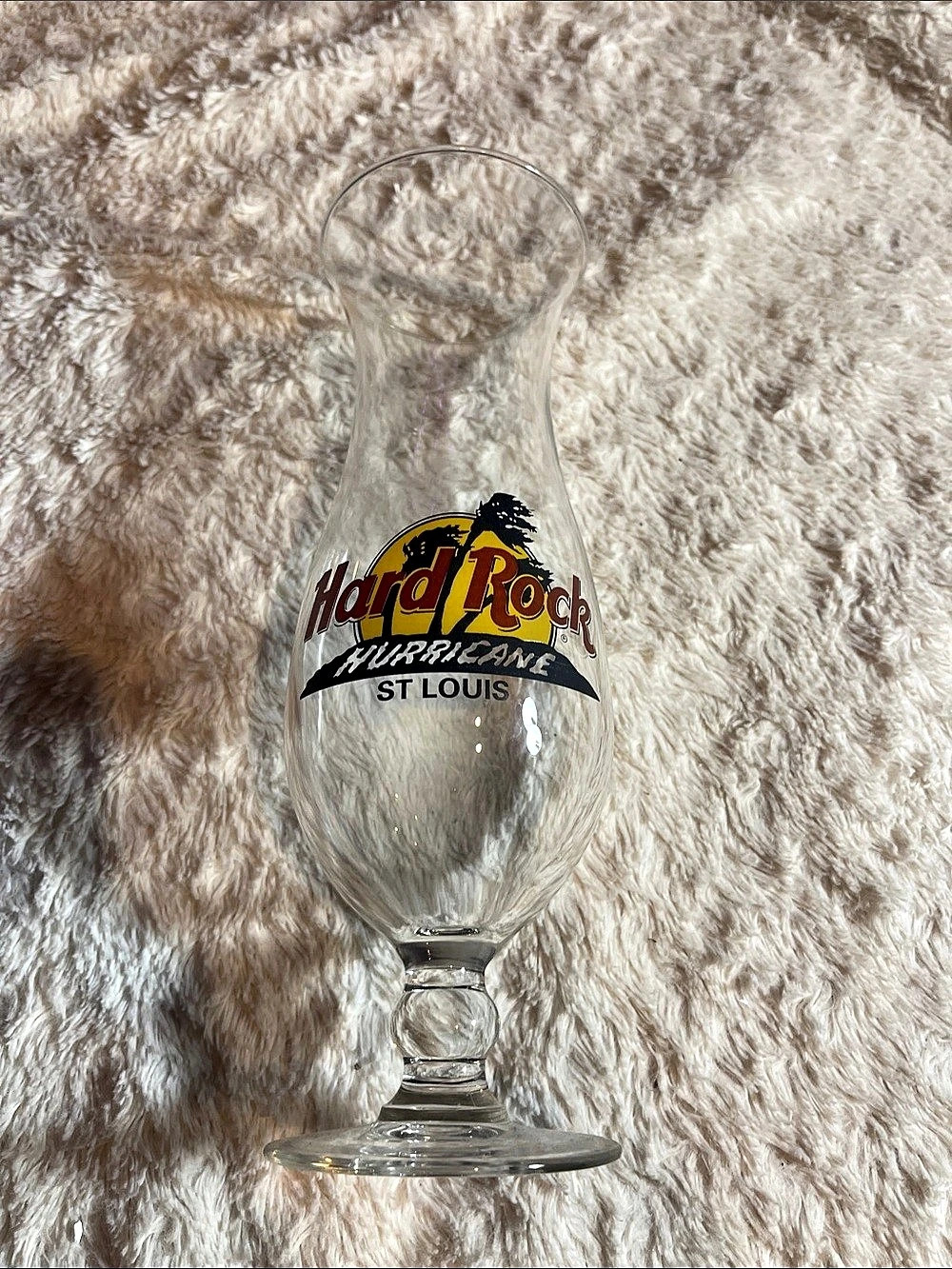 Hard Rock Cafe St. Louis Hurricane Glass, Clear & Red